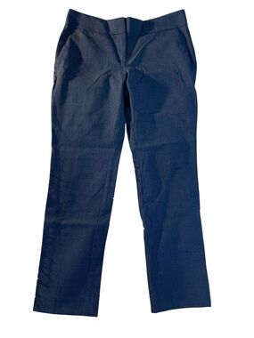 LOFT Navy Textured Mid Rise Curvy straight  leg Dress Pants